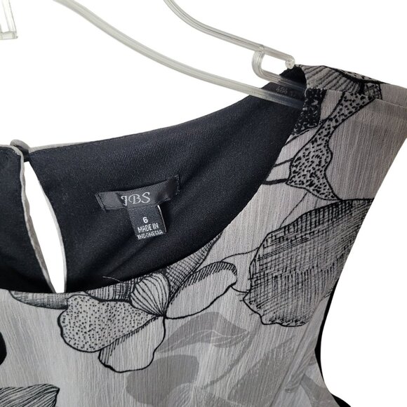 J.B.S.  Womens Floral Sleeveless Tea Lenght Dress Size M Black & Gray - Picture 8 of 11